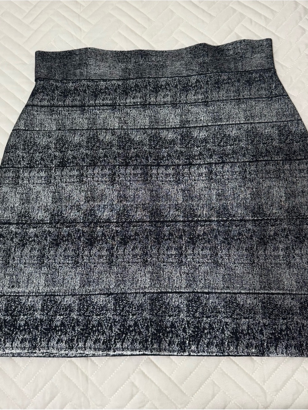 Hale Bob Black and Gray Horizontal Band Pencil Skirt